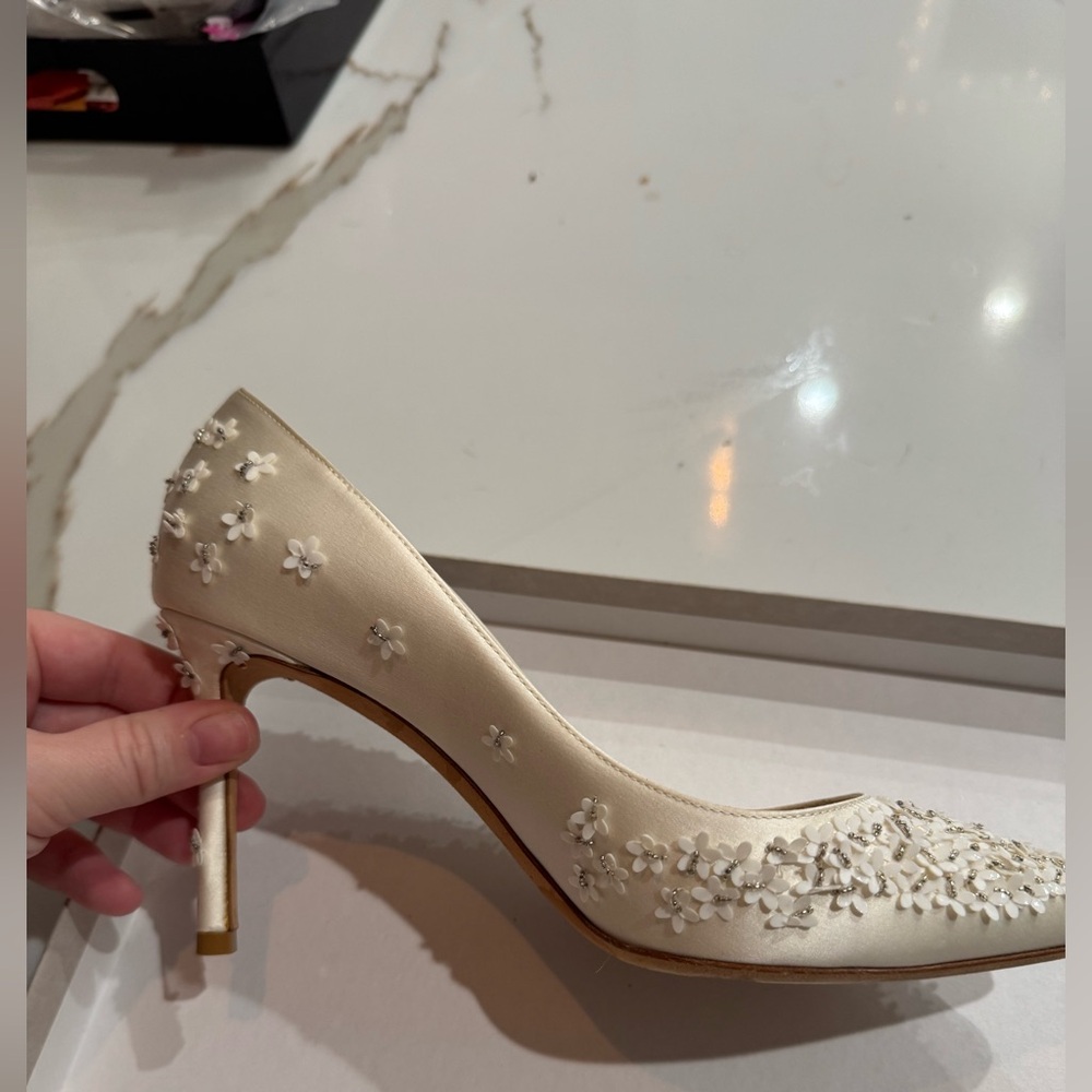 Jimmy Choo Cream Floral Embellished Heels